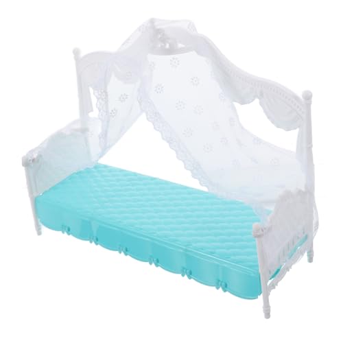 VICASKY Puppenbett Vitrine Mini- Kleines Hausbett Puppenhauszubehör Mini-Kinderbett Mit Matratze Inklusive Puppenhaustür Miniatur-babyzubehör Puppenhausbett Puppenhausmöbel Spitze von VICASKY