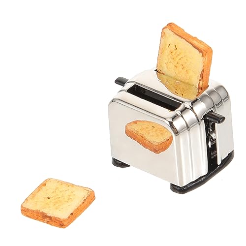 VICASKY Puppenhaus Brotbackautomat Mini Kinderspielzeug Spielzeughaus Für Babys Puppenhauszubehör Simuliertes Küchengeschirr Mini Toaster Mikro Küchenspielzeug Küchenspielzeug Metall von VICASKY