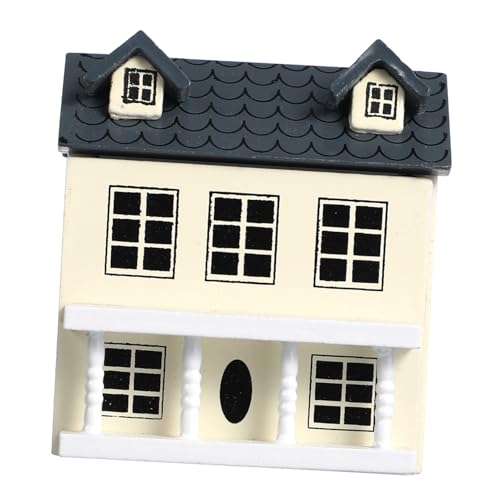 VICASKY Puppenhaus Dekoration Bemaltes Kleines Holzhaus im Vintage Stil Niedliche Mini Villa für Tisch Regal und Puppenhaus Zubehör von VICASKY