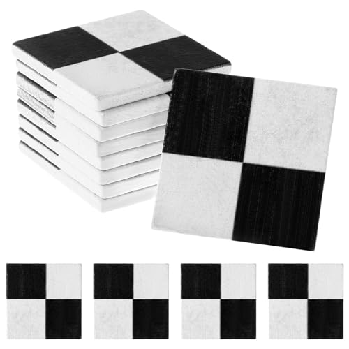 VICASKY Puppenhaus-Holzdielen 18 Stück Miniatur-Dielen Quadratische Mini-Ziegelplatten Winzige Holzmosaikfliesen Bodenplatten Für Miniatur-Puppenhaus-Möbelzubehör Schwarz von VICASKY