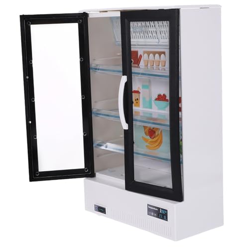 VICASKY Puppenhaus Mini Kühlschrank Weiß Miniatur Doppeltüriger Kühlschrank Modell Möbel für DIY Basteln Mikro Landschaft Dekoration von VICASKY