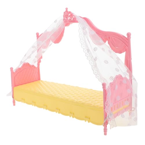 VICASKY Puppenhaus Miniatur Prinzessin Bett mit Schlafvorhang Spielzeugzubehör für Mädchen Puppenbett mit Realistischem Vorhang für Puppenhaus Dekoration und Rollenspiel VICASKY Puppenhaus Miniatur Prinzessin Bett mit Schlafvorhang Spielzeugzubehör für Mädchen Puppenbett mit Realistischem Vorhang für Puppenhaus Dekoration und Rollenspiel von VICASKY