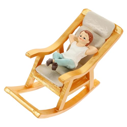 VICASKY Puppenhaus Schaukel Stuhl Home Decor wohnungseinrichtung schaukelschelle Miniaturstuhl Kabine Miniaturen puppenhaus DIY Stuhl Miniatur-Schaukelstuhl für Figuren Harz Golden von VICASKY