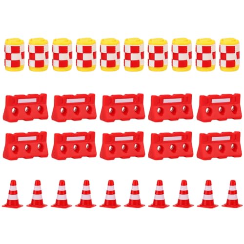 VICASKY Puppenhaus-Verkehrskegel 30 Stück Miniatur-Verkehrskegel Aus Kunststoff Mini-Straßensperren Zäune Spielzeug-Set Pädagogische Spielset-Teile Frühes Lernspielzeug von VICASKY