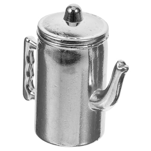 VICASKY Puppenhausmöbel Miniatur-Puppenhaus-Bausatz Kaffeemaschine small Kitchen appliances bastelzeug Verzierung der Kaffeekanne Mini-Kaffeekanne-Requisite Metall Silver von VICASKY