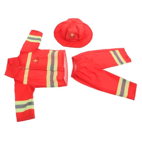 VICASKY Puppenkleidung Feuerwehrkostüm für Puppen Realistische Feuerwehruniform mit Helm und Hose Kindgerechtes Rollenspiel Zubehör Robustes Material Fördert Fantasie und Kreatives von VICASKY