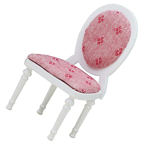 VICASKY Puppenstubenstuhl Puppenhaus Prinzessin Puppenbett Puppenhäuser Möbel Dekoration Schlafzimmer Bedroom Decor Miniatur-Sesselspielzeug Mini-Stuhl selber Machen Holz rot von VICASKY