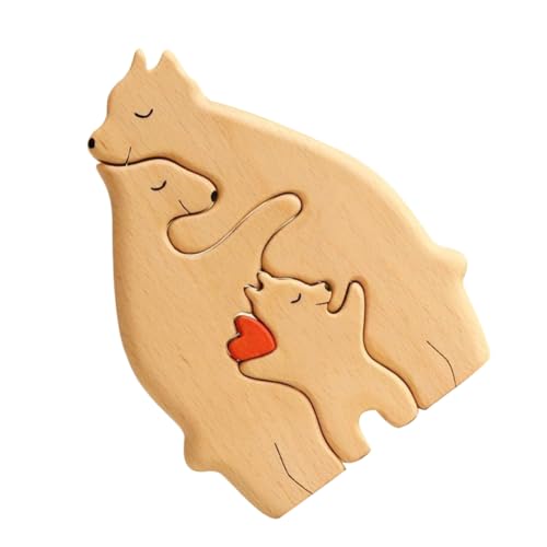 VICASKY Süße Bärenfigur Holzpuzzle - Bärendekor Zootierspielzeug Tierbasteln Für Kinder von VICASKY
