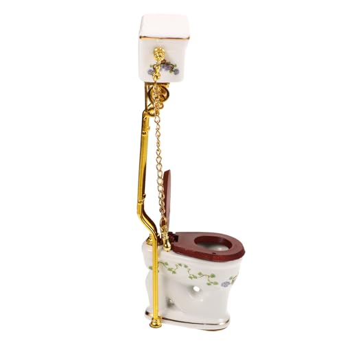 VICASKY Realistische Mini-Toilette Puppenhauszubehör Puppenhausmöbel Miniatur Zarte Mini-toilettendekore Mini-toilettenspielzeug Puppenhaus Mini-Toilette Modelle Viktoria Keramik von VICASKY