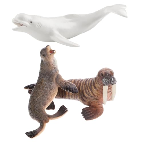 VICASKY Realistische Miniatur Meerestiere Figuren Walross Seelöwe Beluga Wal Modell Tier für Lernspielzeug und Sammlerstücke von VICASKY