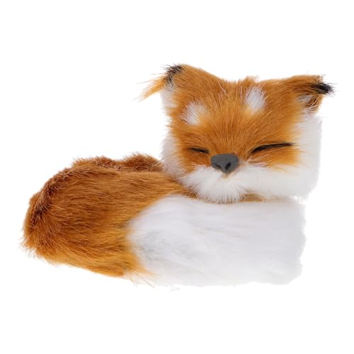 VICASKY Realistischer Fuchs Stofftier Kunstpelz Fuchs Plüschfiguren Schlafende Füchse Figur Ornament Fuchs Plüschtier Für Home Office Desktop Autodekoration Niedliches Fuchsspielzeug Für von VICASKY