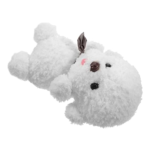 VICASKY Realistisches Plüschhund Weiß Weiches Flauschiges Stofftier für Kuschelige Dekofigur Baumwolle Gefüllt Waschbar Süßer Stehender Bichon Frisé Plüschhund von VICASKY