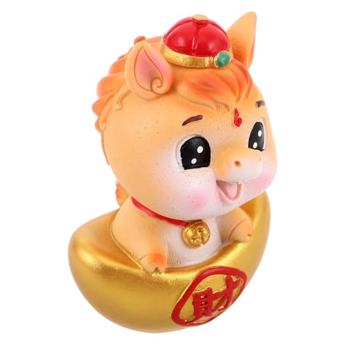 VICASKY Resin Pferdefigur Jahr des Pferdes mit Goldenen Yuan Bao Chinesisches Tierkreiszeichen Dekoration Kunstvolles Design Langlebig Glücksbringer für Büro Zuhause Auto Armaturenbrett von VICASKY