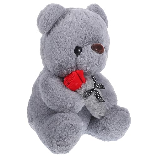 VICASKY Rosenbärenpuppe Bärenspielzeug Lebendige Bärenpuppe Ausgestopfte Bärenpuppe Dekorative Bärenpuppe Bär Plüschpuppe Bärenpuppe Im Schlafzimmer Weicher Stoffbär Pp Baumwolle Grey von VICASKY