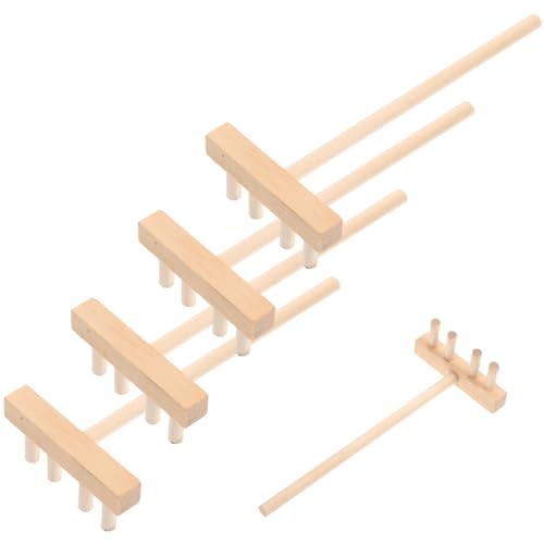 VICASKY 5pcs Handgefertigte Miniatur Rechen Holz Handwerk Für Zen-Garten Desktop Sand Tisch Spielzeug Kreative Garten Werkzeuge Zubehör von VICASKY