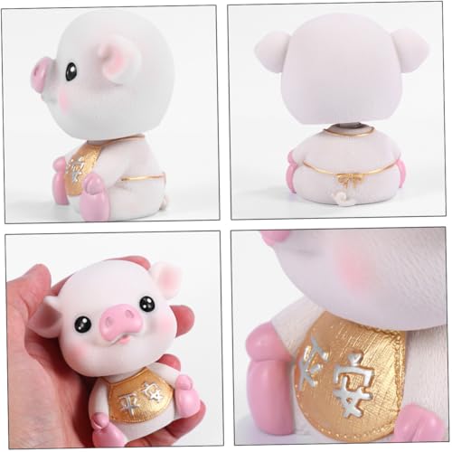 VICASKY Schaukelndes Schwein Auto Armaturenbrett Dekoration Resin Figur Mini Innenraum Deko Cartoon Wackelkopf Schwein für Auto Schreibtisch Micro Landschaft Zubehör von VICASKY