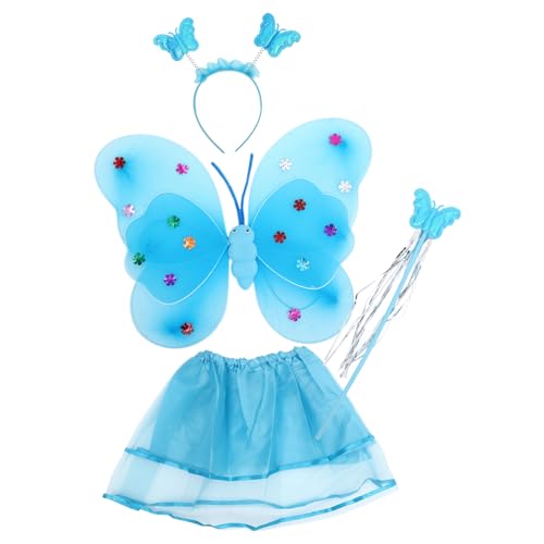 VICASKY Schmetterlingsfee-kostüm-Set 4-in-1-set Flügel Rock Stirnband Für Halloween Weihnachtsbühne von VICASKY