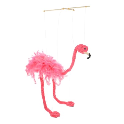 VICASKY Schnur Flamingo-Puppe Marionette Flamingo-Solarleuchten Handpuppen für Flamingo Gartenverzierung Bauchredner pelzige Tierpuppe Puppenspiel-Requisite Feder Rosa von VICASKY