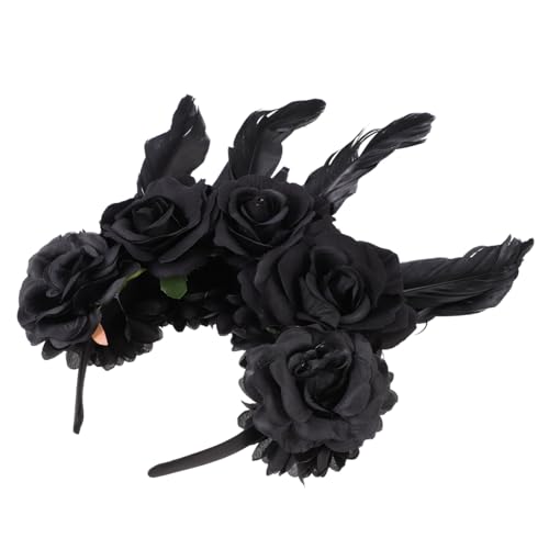 VICASKY Schwarzes Halloween Haarband mit Künstlicher Rosenblüte und Federn Party Haarschmuck für Damen Stilvolles Kopfband für Kostüm Cosplay Festliche Anlässe VICASKY Schwarzes Halloween Haarband mit Künstlicher Rosenblüte und Federn Party Haarschmuck für Damen Stilvolles Kopfband für Kostüm Cosplay Festliche Anlässe von VICASKY