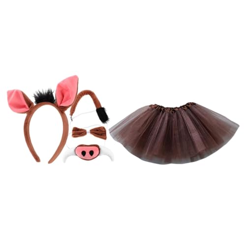 VICASKY Schwein Kostüm Set mit Süßem Schweineohren Stirnband Abnehmbarer Schweinenase und Tüllrock Bequem und Robust für Halloween Karneval Mottopartys und Cosplay VICASKY Schwein Kostüm Set mit Süßem Schweineohren Stirnband Abnehmbarer Schweinenase und Tüllrock Bequem und Robust für Halloween Karneval Mottopartys und Cosplay von VICASKY