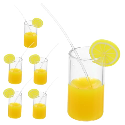 VICASKY Miniatur-zitronensaftbecher 6er-Set Harzglas Mini-saftbecher Jungen Und Mädchen Rollenspiel Dekoratives Puppenhaus-zubehör von VICASKY