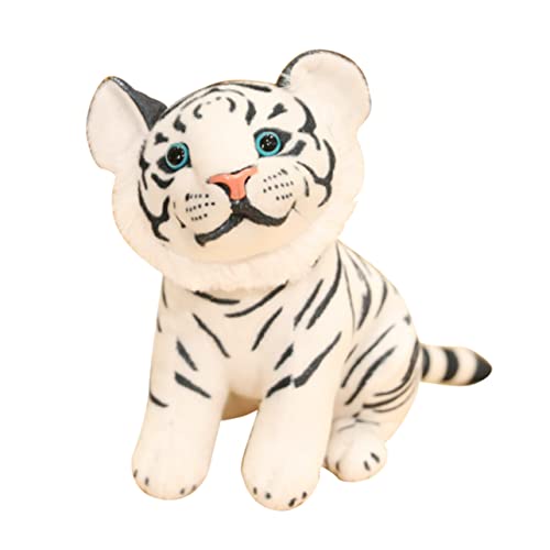 VICASKY Simulation Tigerpuppe Dschungeltierfiguren Simulationstiermodell Plüsch lustige Tigerpuppe Tigerverzierung gefüllter Tiger Plüsch groß ausgestopfter Tiger PP Baumwolle Weiß von VICASKY