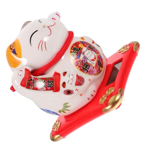 VICASKY Solarbetriebene Winkende Glückskatze Kreative Auto und Wohnraumdekoration Kleines Feng Shui Ornament mit Beweglichem Arm Vielseitiges für Freunde und Büro von VICASKY