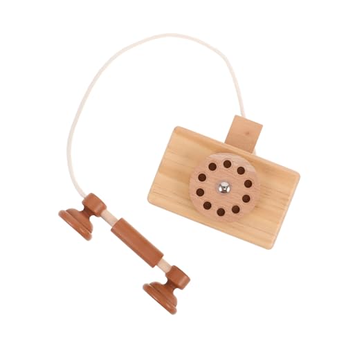 VICASKY Spielzeugtelefon für kinderspielzeug für Kleinkinder Vintage Telefone mit Wählscheibe Kugellampenhalter Telefon vorgeben Telefon Holz von VICASKY