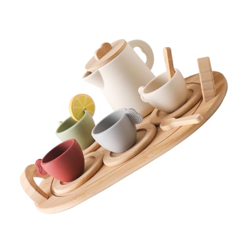 VICASKY Miniatur-teeservice Aus Holz Kinderspielzeug Kleinkind-teematerial Zum Spielen Entzückendes Design VICASKY Miniatur-teeservice Aus Holz Kinderspielzeug Kleinkind-teematerial Zum Spielen Entzückendes Design von VICASKY