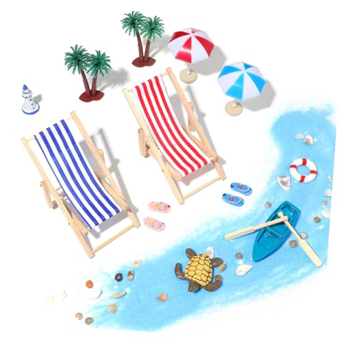 VICASKY Teiliges Mini Puppenhaus Zubehör Micro Stranddeko aus Langlebigem Kunststoff Realistische Micro Landschaft Props für Miniatur Sommer Beach Szene Stilvolle Mini Haus Dekoration von VICASKY