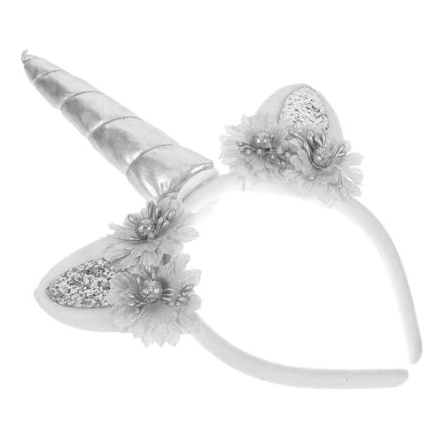 VICASKY Unicorn Haarreif mit Silber Grauem Horn und Blumen Festliches Party Haaraccessoire für Mädchen Bequem Sitzendes Stirnband für Geburtstags und Familienfeiern VICASKY Unicorn Haarreif mit Silber Grauem Horn und Blumen Festliches Party Haaraccessoire für Mädchen Bequem Sitzendes Stirnband für Geburtstags und Familienfeiern von VICASKY