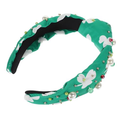VICASKY Verstellbares Kleeblatt Stirnband mit Perlen Leichtes Irisches Festival Haarband Party Accessoire für Patrick Day Feierlichkeiten Komfortabel und Stilvoll von VICASKY