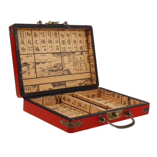 VICASKY Vintage Mahjong Box aus Große Aufbewahrungsbox für Mahjong Steine Retro Design mit Traditionellem Chinesischem Muster Robuste und Langlebige Konstruktion Praktische Lösung zur VICASKY Vintage Mahjong Box aus Große Aufbewahrungsbox für Mahjong Steine Retro Design mit Traditionellem Chinesischem Muster Robuste und Langlebige Konstruktion Praktische Lösung zur von VICASKY