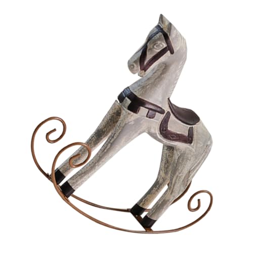 VICASKY Vintage Schaukelpferd Figurine Hölzernes Rocking Horse Deko Ornament für Wohnzimmer Schlafzimmer Kreatives Handgefertigtes Design für Babyspielzeug Heimdekoration von VICASKY
