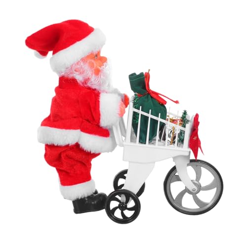 VICASKY Weihnachtlicher Animierter Weihnachtsmann mit Musik und Beweglichem Einkaufswagen Interaktives für Festliche Dekoration und Geschenkidee zur Weihnachtszeit von VICASKY