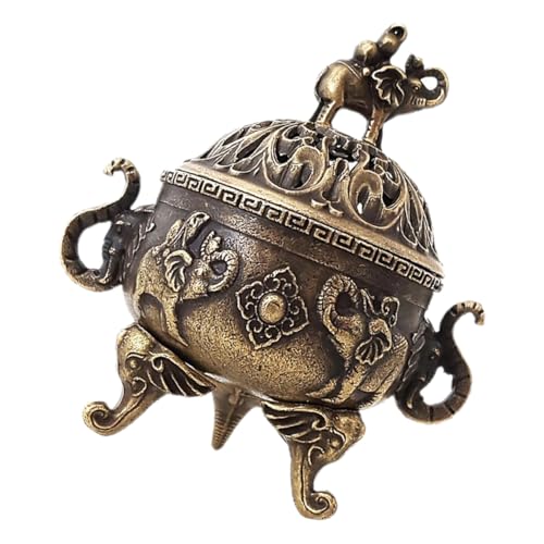 VICASKY Weihrauchbrenner Miniatur Elefant aus Antikem Kupfer Retro Stil Räucherstäbchenhalter mit Deckel Handgefertigte Details für Meditation und Dekoration Jedem VICASKY Weihrauchbrenner Miniatur Elefant aus Antikem Kupfer Retro Stil Räucherstäbchenhalter mit Deckel Handgefertigte Details für Meditation und Dekoration Jedem von VICASKY