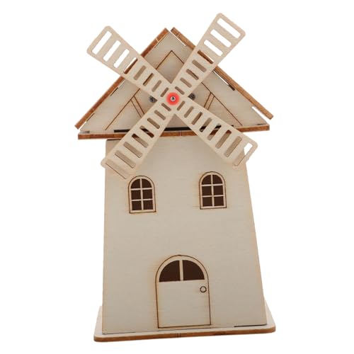 VICASKY Solarbetriebenes Windmühlen-Ornament Für Kinder Unfertiges Holzhausmodell Für Kreatives Spielen von VICASKY
