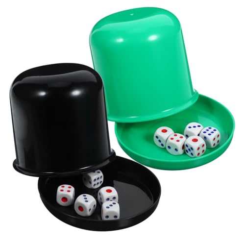 VICASKY Würfelshaker-Set 5Pcs Pokerwürfel Pokersets Becher Mit Deckel Würfelbecher Würfelbecherset Würfelstapelbecher Futterbasis Shaker to Stack Shaker D6 Spielset Würfelspiel von VICASKY