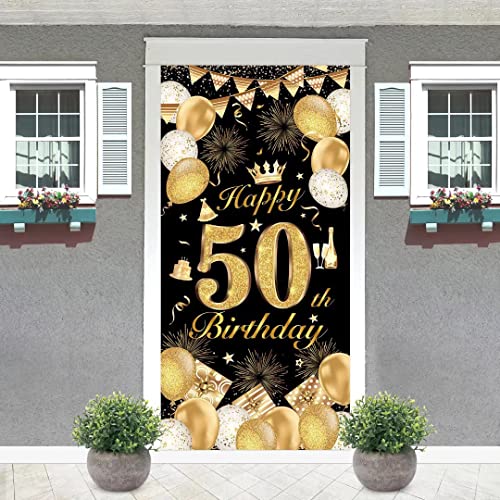 Banner 50 Geburtstag, 50. Geburtstag Deko Schwarz Gold, 50 Geburtstagsbanner, 50. Poster Hintergrund Banner, Deko 50. Geburtstag Männer, Geburtstag Poster Hintergrund für Frauen Geburtstagsdeko von VICSOM