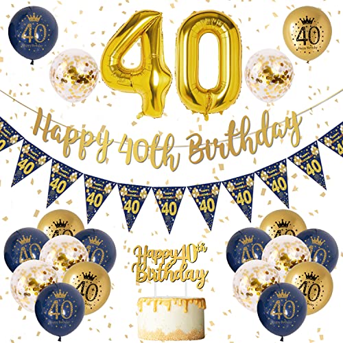 40 Geburtstag Dekoration Männer Blau Gold 40. Geburtstag Girlande Banner, Geburtstagsdeko für Männer 40, Navy Blau Gold Geburtstag Luftballons 40, Konfetti Luftballons für Männer 40. Geburtstag 40 Geburtstag Dekoration Männer Blau Gold 40. Geburtstag Girlande Banner, Geburtstagsdeko für Männer 40, Navy Blau Gold Geburtstag Luftballons 40, Konfetti Luftballons für Männer 40. Geburtstag von VICTERR