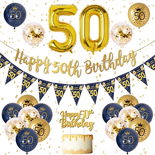 50 Geburtstag Dekoration Männer Blau Gold 50. Geburtstag Girlande Banner, Geburtstagsdeko für Männer 50, Navy Blau Gold Geburtstag Luftballons 50, Konfetti Luftballons für Männer 50. Geburtstag 50 Geburtstag Dekoration Männer Blau Gold 50. Geburtstag Girlande Banner, Geburtstagsdeko für Männer 50, Navy Blau Gold Geburtstag Luftballons 50, Konfetti Luftballons für Männer 50. Geburtstag von VICTERR