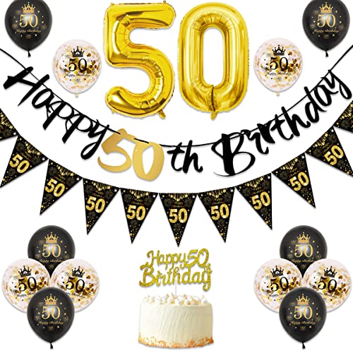 50 Geburtstagsdeko, 50 Party Deko Schwarzes Gold Luftballons Geburtstag, 50. Geburtstag Frauen Männer 50 Happy Birthday Banner Dreieck Ammer, 50 Ballon Deko für Frau Geburtstags Party, Tortenaufsatz 50 Geburtstagsdeko, 50 Party Deko Schwarzes Gold Luftballons Geburtstag, 50. Geburtstag Frauen Männer 50 Happy Birthday Banner Dreieck Ammer, 50 Ballon Deko für Frau Geburtstags Party, Tortenaufsatz von VICTERR