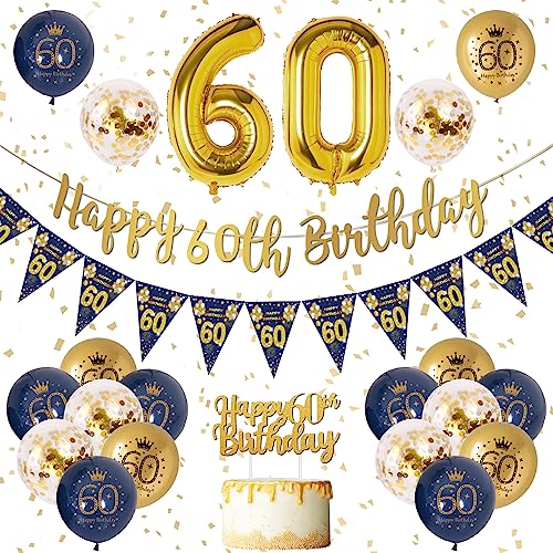60 Geburtstag Dekoration Männer Blau Gold 60. Geburtstag Girlande Banner, Geburtstagsdeko für Männer 60, Navy Blau Gold Geburtstag Luftballons 60, Konfetti Luftballons für Männer 60. Geburtstag 60 Geburtstag Dekoration Männer Blau Gold 60. Geburtstag Girlande Banner, Geburtstagsdeko für Männer 60, Navy Blau Gold Geburtstag Luftballons 60, Konfetti Luftballons für Männer 60. Geburtstag von VICTERR