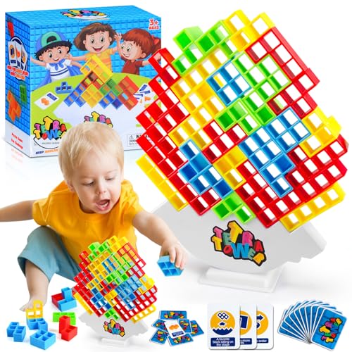 64PCS Tetra Tower Spiel, Tetris Balance Spielzeug Tower Game, Kreatives Stapelspiel, Stapelblöcke Balancing Spiel für Jungen und Mädchen ab Jahre 3 + von VICTERR