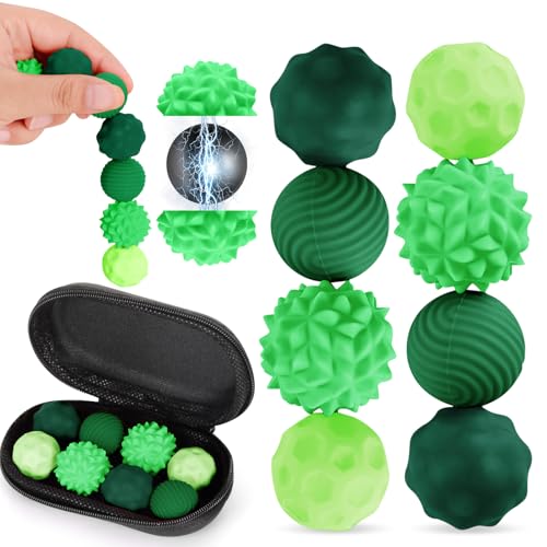 8 Stück Magnetische Fidget Toys, VICTERR Magnetische Sensorik Bälle, Anti-Stress Spielzeug aus Silikon, Fidget Bälle Magnetspiele Anti-Stress Spielzeug für Erwachsene Kinder Stressabbau Grün von VICTERR