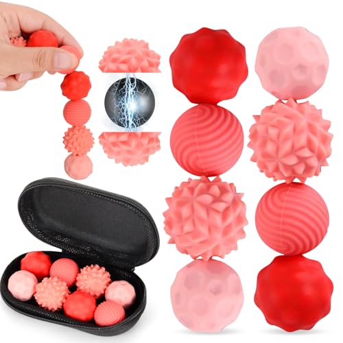 8 Stück Magnetische Fidget Toys, VICTERR Magnetische Sensorik Bälle, Anti-Stress Spielzeug aus Silikon, Fidget Bälle Magnetspiele Anti-Stress Spielzeug für Erwachsene Kinder Stressabbau Rot von VICTERR