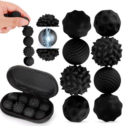 8 Stück Magnetische Fidget Toys, VICTERR Magnetische Sensorik Bälle, Anti-Stress Spielzeug aus Silikon, Fidget Bälle Magnetspiele Anti-Stress Spielzeug für Erwachsene Kinder Stressabbau Schwarz von VICTERR