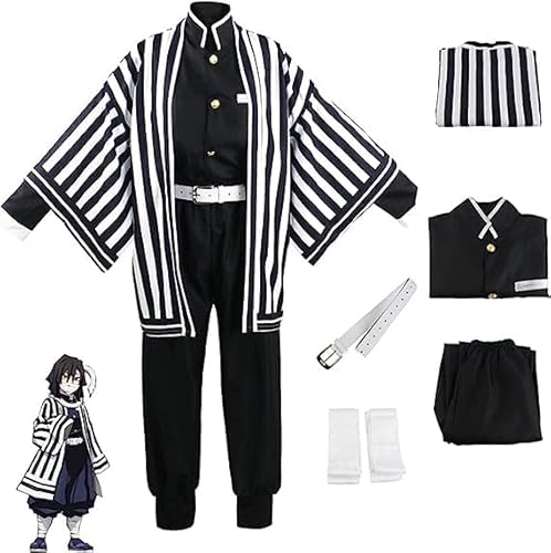 VIDOJI Iguro Obanai Cosplay Kostüm Kimono Robe Uniform Outfit Halloween Komplettset,M-Set von VIDOJI