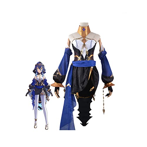 VIDOJI Spiel Genshin Cosplay Kostüm Layla Cosplay Uniformen Halloween Karneval Party,Blue-XL von VIDOJI