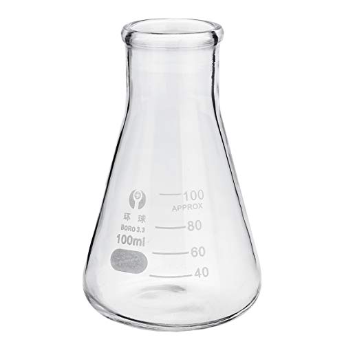 VIDOO 100Ml Labor Glas Erlenmeyer Konische Flasche Flasche W/Rim Borosilikat Labor Glaswaren von VIDOO
